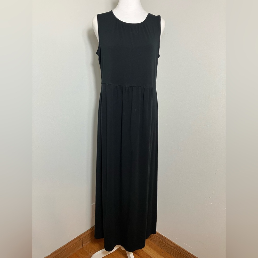J Jill Wherever Collection Slinky‎ Maxi Tank Dress Sz Small Black Beach Coastal
